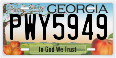 GA license plate PWY5949