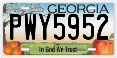 GA license plate PWY5952