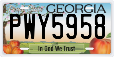 GA license plate PWY5958