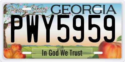 GA license plate PWY5959