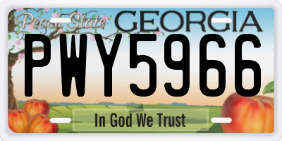 GA license plate PWY5966
