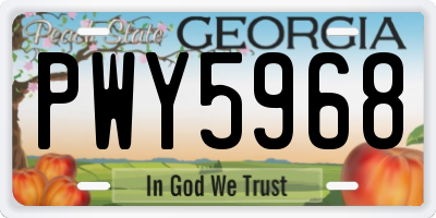 GA license plate PWY5968