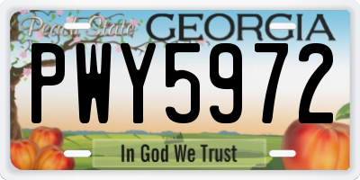 GA license plate PWY5972