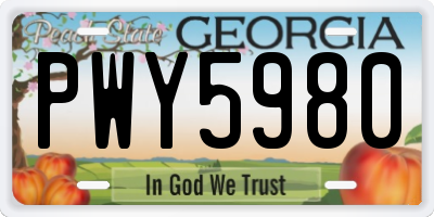 GA license plate PWY5980