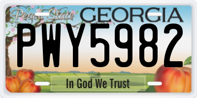 GA license plate PWY5982