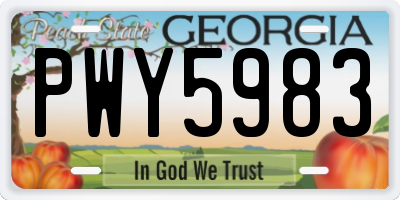 GA license plate PWY5983