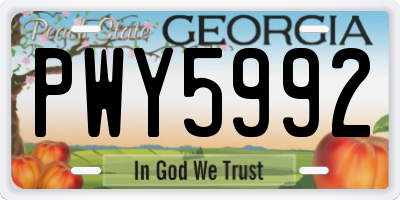 GA license plate PWY5992