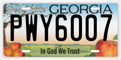 GA license plate PWY6007