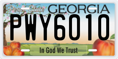 GA license plate PWY6010