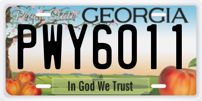 GA license plate PWY6011
