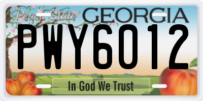 GA license plate PWY6012