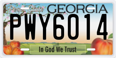 GA license plate PWY6014