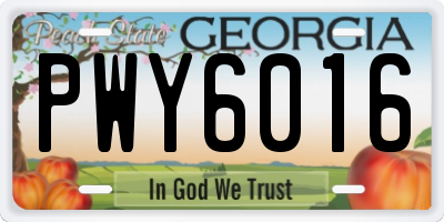 GA license plate PWY6016