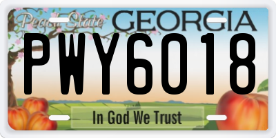 GA license plate PWY6018