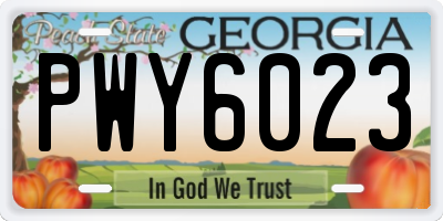 GA license plate PWY6023