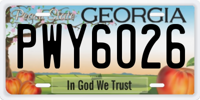 GA license plate PWY6026