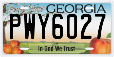 GA license plate PWY6027