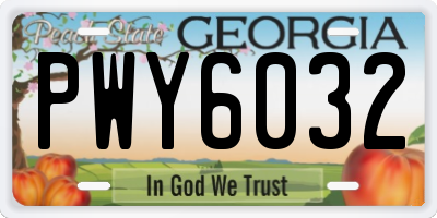 GA license plate PWY6032
