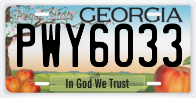 GA license plate PWY6033