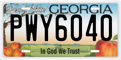 GA license plate PWY6040
