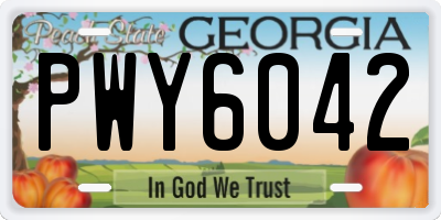 GA license plate PWY6042