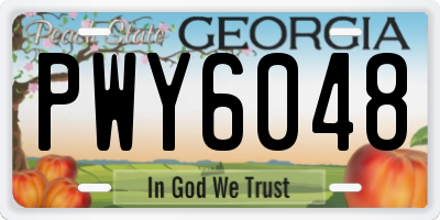GA license plate PWY6048