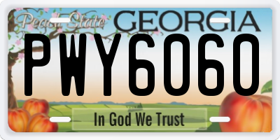 GA license plate PWY6060
