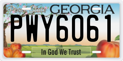 GA license plate PWY6061