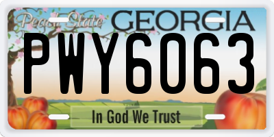 GA license plate PWY6063