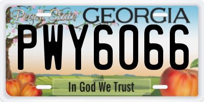GA license plate PWY6066