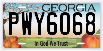 GA license plate PWY6068