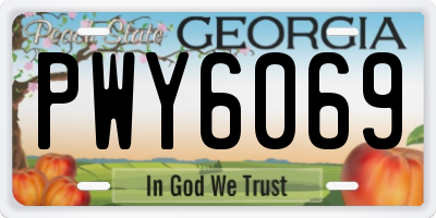 GA license plate PWY6069