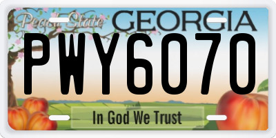 GA license plate PWY6070