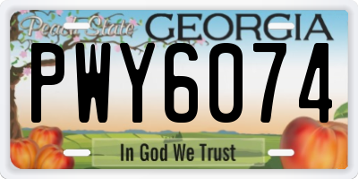 GA license plate PWY6074