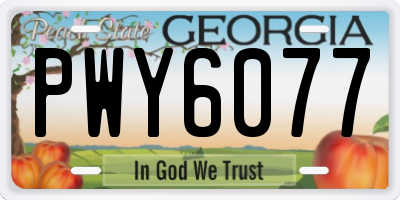 GA license plate PWY6077