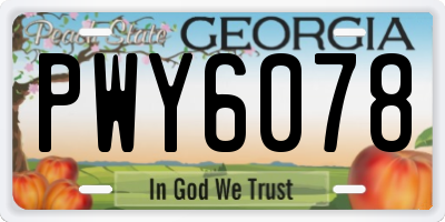 GA license plate PWY6078