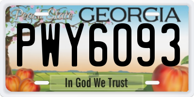GA license plate PWY6093