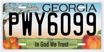 GA license plate PWY6099