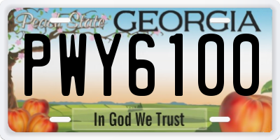 GA license plate PWY6100