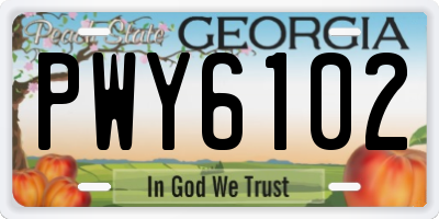 GA license plate PWY6102