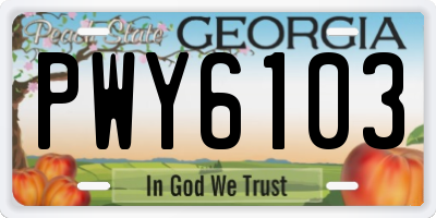 GA license plate PWY6103