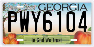 GA license plate PWY6104