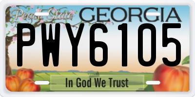 GA license plate PWY6105