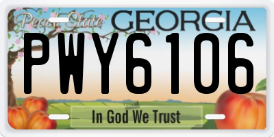 GA license plate PWY6106