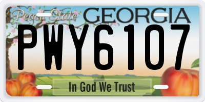 GA license plate PWY6107