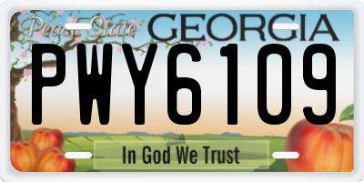 GA license plate PWY6109