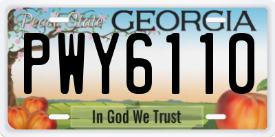 GA license plate PWY6110