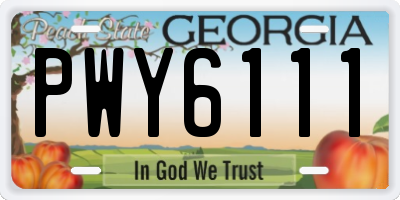 GA license plate PWY6111