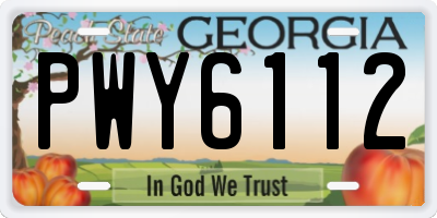 GA license plate PWY6112