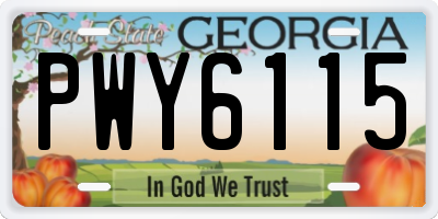 GA license plate PWY6115